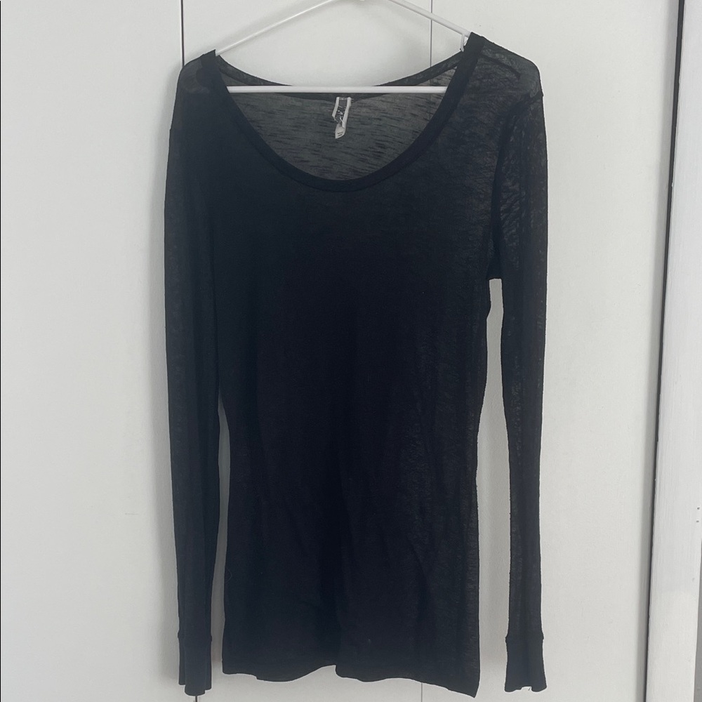 BKE Women’s XL Black Burnout Long Sleeve Top Crew Neck Casual Tee